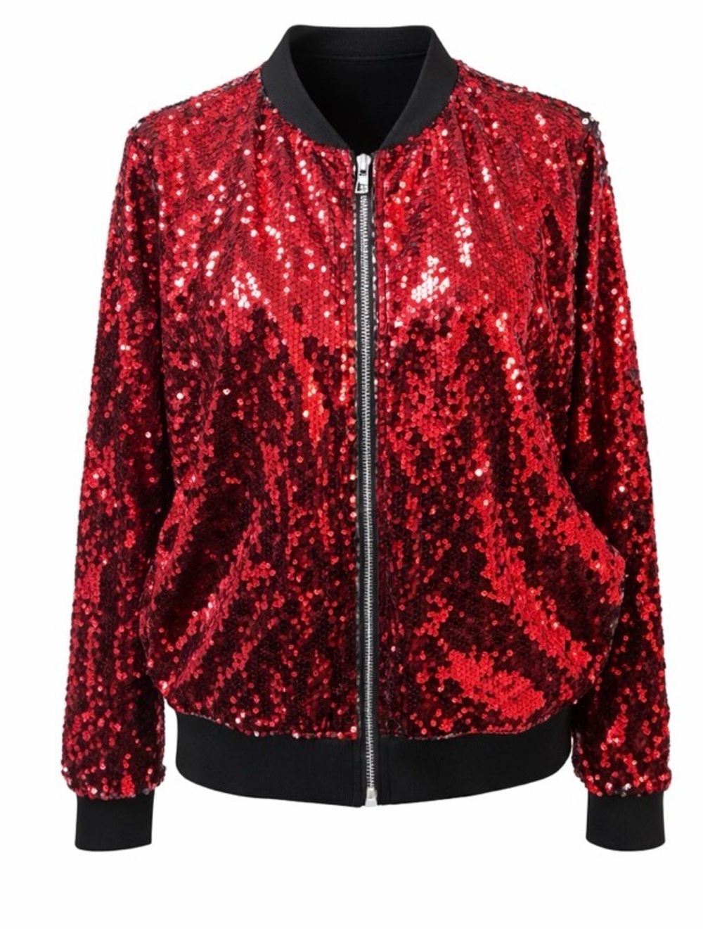 NWT Kancy Kole Red Sequin Bomber Jacket ✨